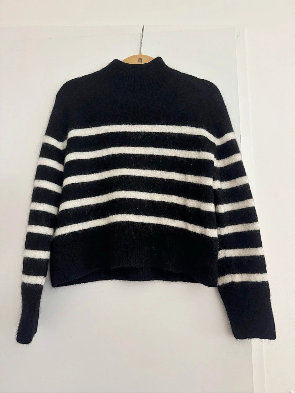& Other Stories Striped Turtleneck Sweater in Black & White Like New